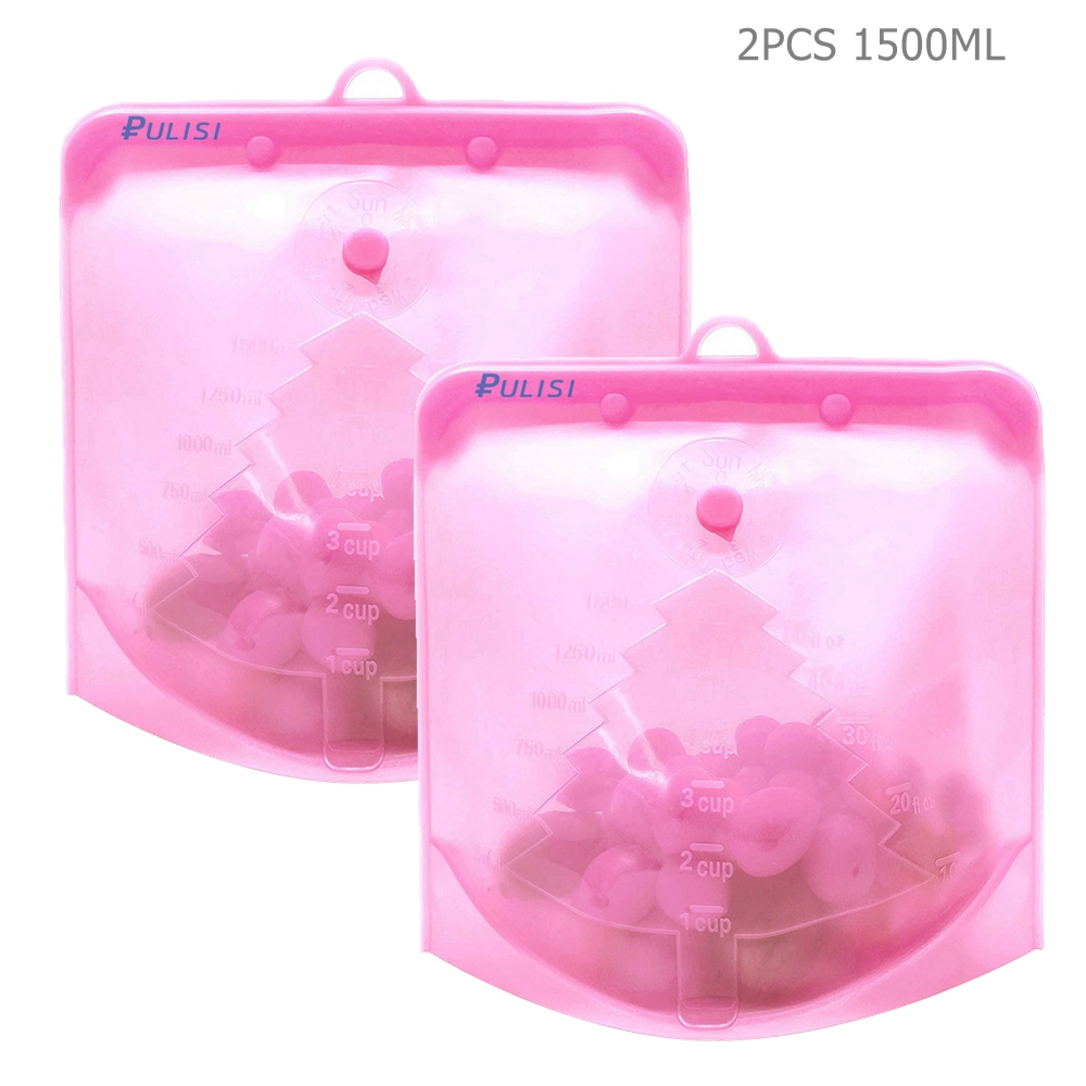 2er Pack Silikon-Lebensmittel beutel 1500ml 1000ml 500ml auslaufs ichere Behälter wieder verwendbarer frischer Beutel Lebensmittel-Aufbewahrung beutel Gefrier beutel Snack behälter