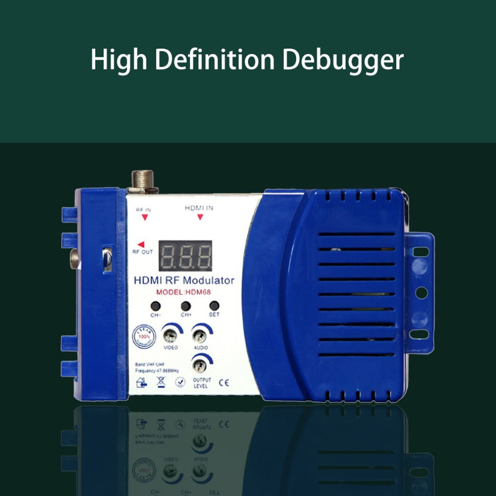 HDM68 Modulator Digital RF HDMI Modulator AV to RF Converter VHF UHF PAL/NTSC Standard Portable Modulator for US Blue