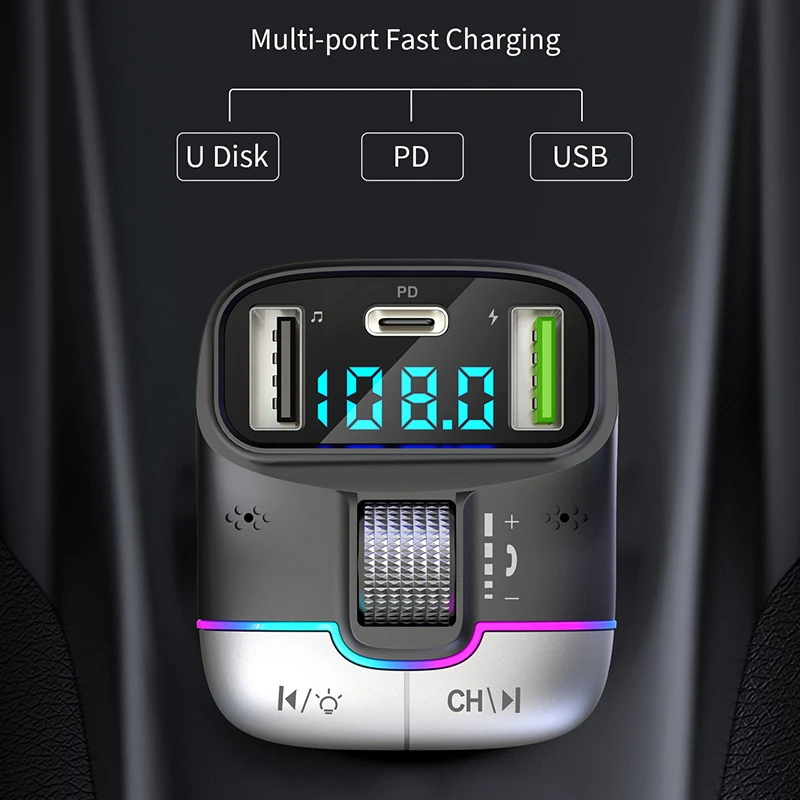 Xiaomi FM Absender Bluetooth 5.4 Freisprecheinrichtung Auto AUX Radio Modulator MP3 Spieler mit Schnellladeadapter Autozubehör