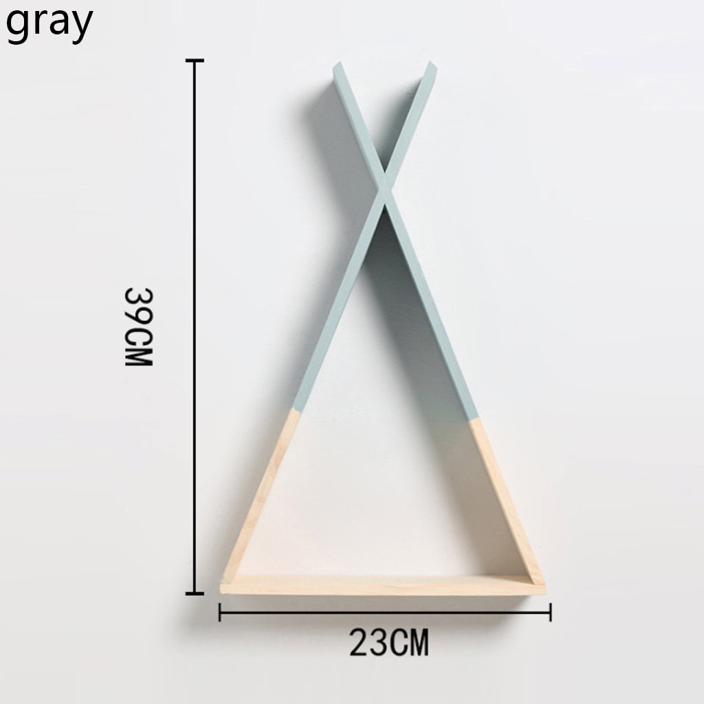 Estantería de pared de almacenamiento en estantes decorativos estante de vitrina triangular de madera para sala de estar, dormitorio, decoración para habitación de niños: Gris