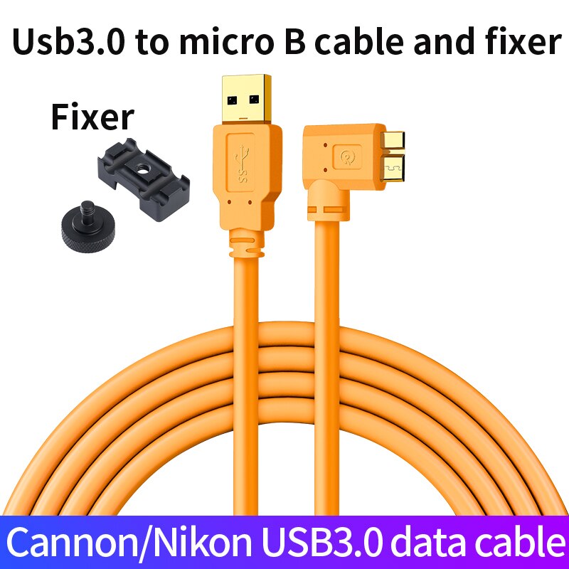 PERESAL-cable USB 3,0 a micro-b para cámara Canon EOS 5D4 5DSR, NIKON D810, D850, D5, cámara digital, cable de datos para ordenador portátil: 3.0cable and fixer / 1.5m