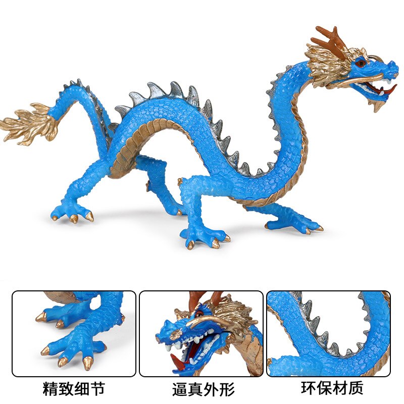 Jouet modèle de Dragon bleu Shenlong Jiaolong, 24x8x11cm, mythologie et légende orientale, Dragon chinois