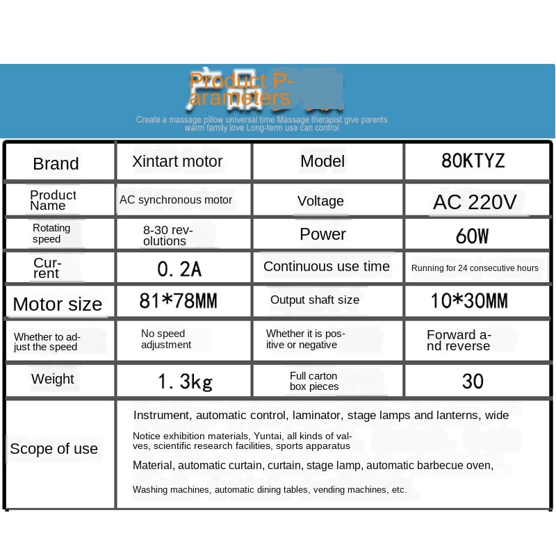 Permanent Magnet AC Synchronous Motor 60W Miniature Low Speed Positive Reversing Motor 220V Gear Reduction Small Motor