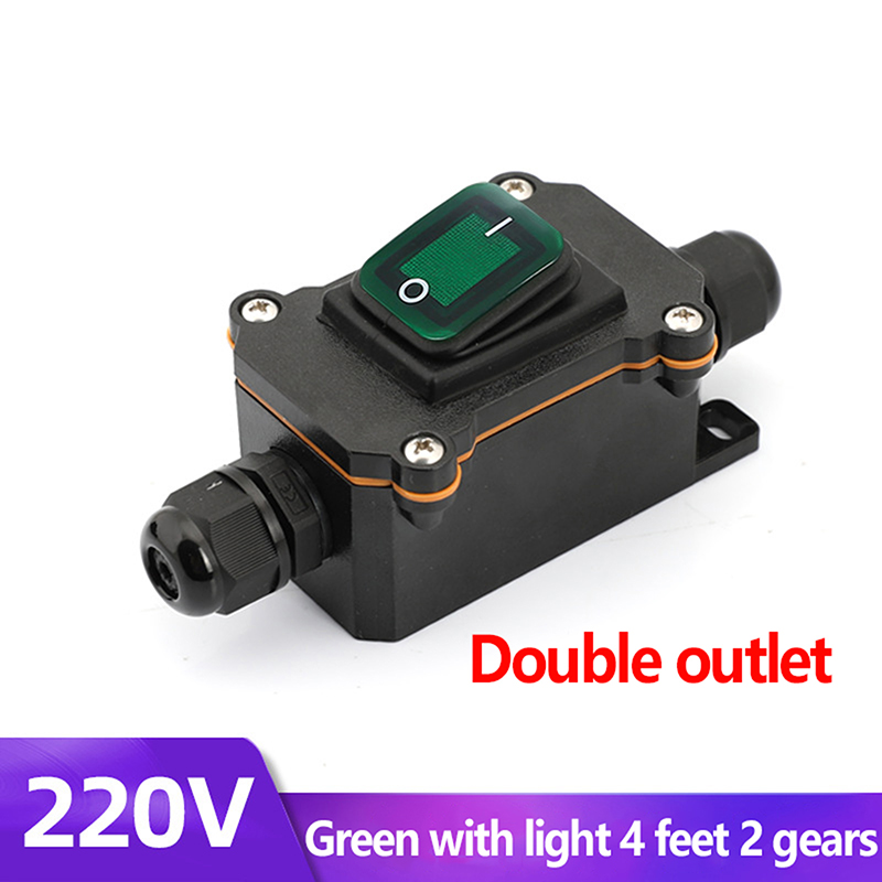 Inline Power Cord 110V-220V 12V-24V Marine Rocker Switch On Off Waterproof IP67 Junction Box 20A High Current Connector Outdoor