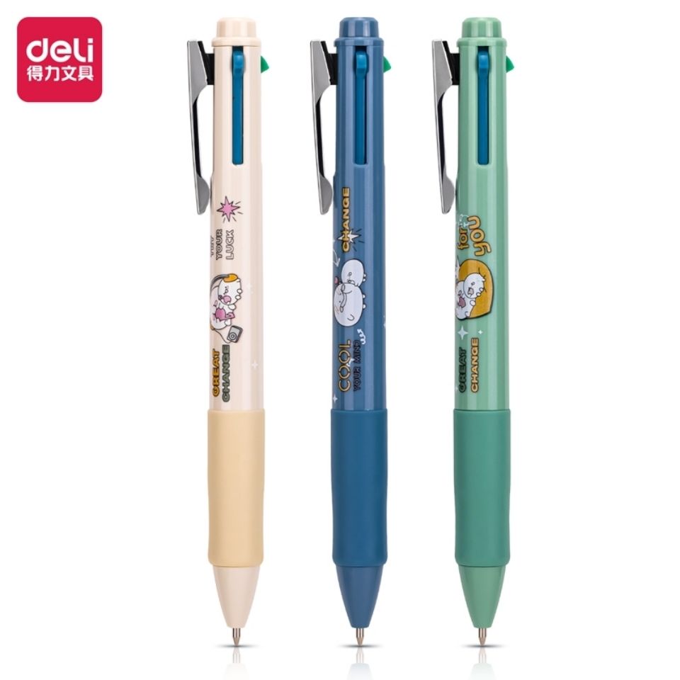 3pcs S180 Wangyuan Deli Four-color Ballpoint Pen 0.7mm Bullet – Grandado