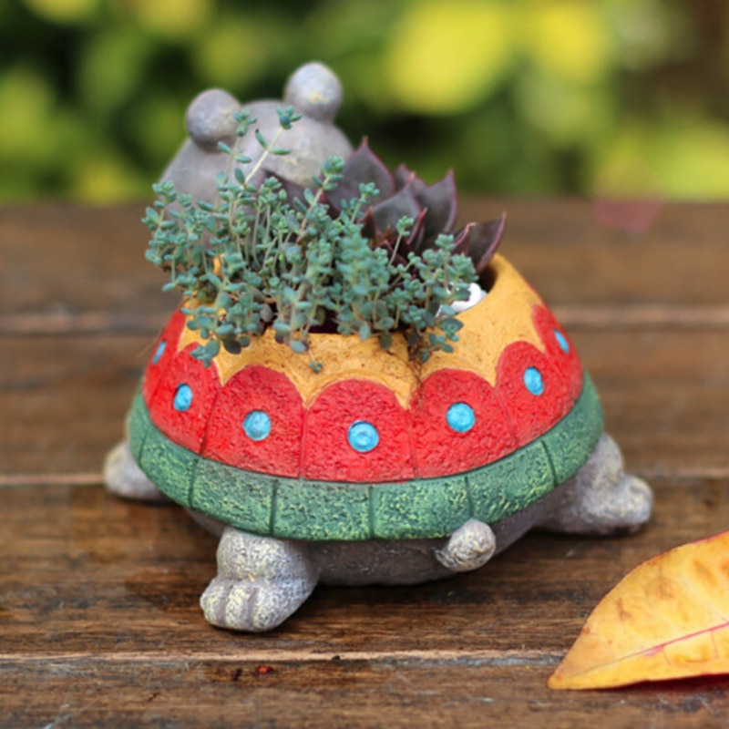 1PC Cartoon Turtle Flower Pot Planter Succulents Green plant Desktop Animal Vase for Mini Bonsai Home Garden Decor Turtle