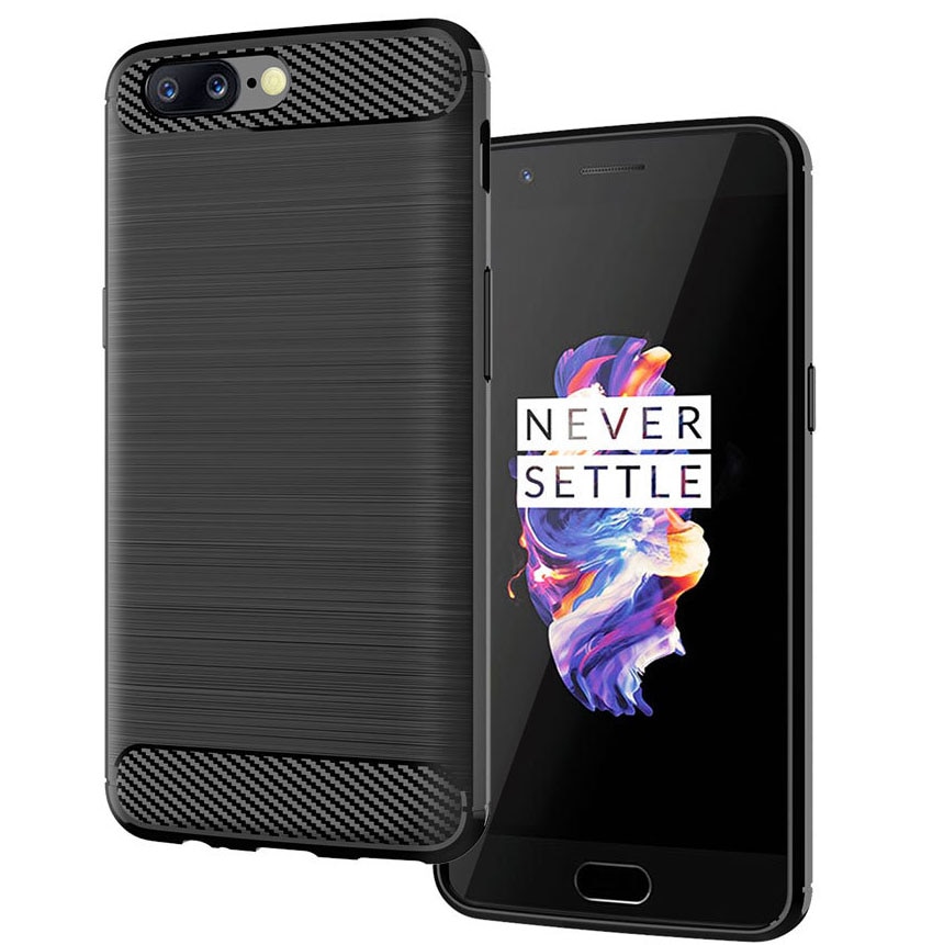 Funda de absorción de choque para OnePlus 5 /Five A5000 1 + 5 5,5 ", TPU suave, antiarañazos, fibra de carbono, Original