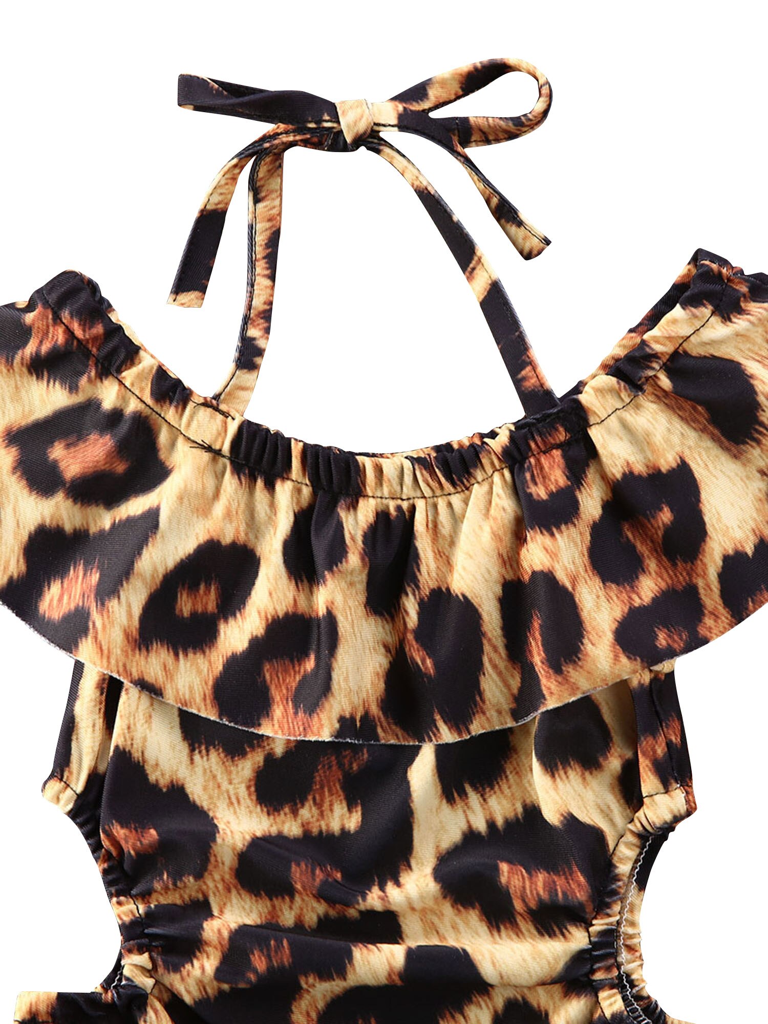 Newborn Baby Girl Print Swimsuit Swimwear Lace Up Bathing Suit One Piece Bikini Clothes Leopard Summer Beach Bikini Outfits