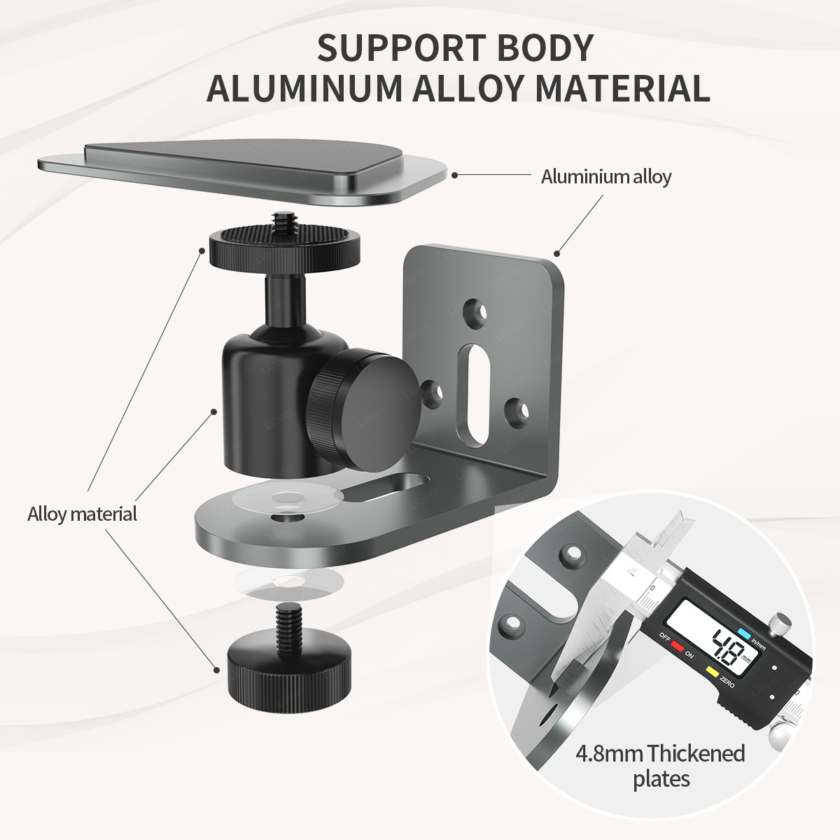 Echo Show 5 (3e generatie) standaard Sterke magnetische tafelstandaard Aluminiumlegering Verdikt Zilveren wandmontage Verstelbare beugel