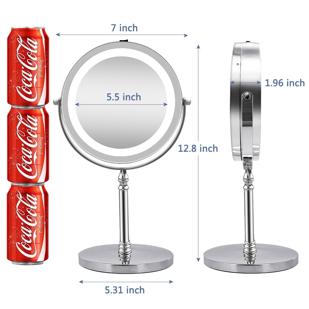 Makeup lys spejl med 10x forstørrelser led lys spejl til makeup baggrundsbelyst lys skrivebord kosmetiske spejle