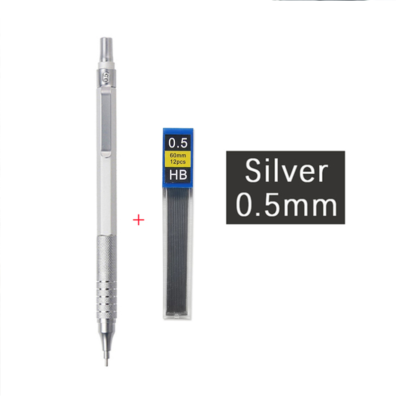 Hochwertiges Druckbleistift-einstellen aus Metall mit Minenminen, Zeichnung, automatischer Bleistift, 0,3, 0,5, 0,7, 2,0 mm, Bleistift für Kunstbedarf: Burgunderrot