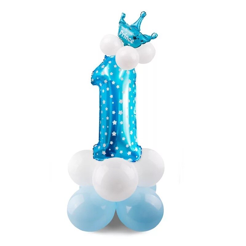 32 tommer stor foliesøjle fødselsdagsballoner luft helium nummer ballonfigurer tillykke med fødselsdagen festpynt prins og prinsesse: Blå 1