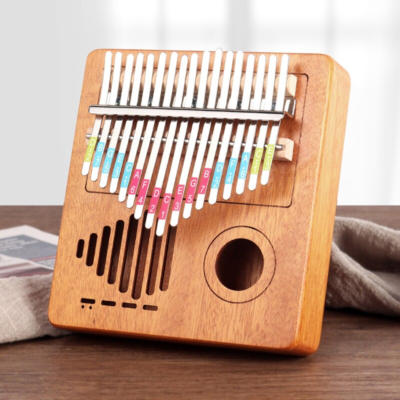 Kalimba 17-key thumb piano solid wood veneer mahogany keyboard instrument wooden African Sanza Mbira Kalimba finger piano: radio-wood