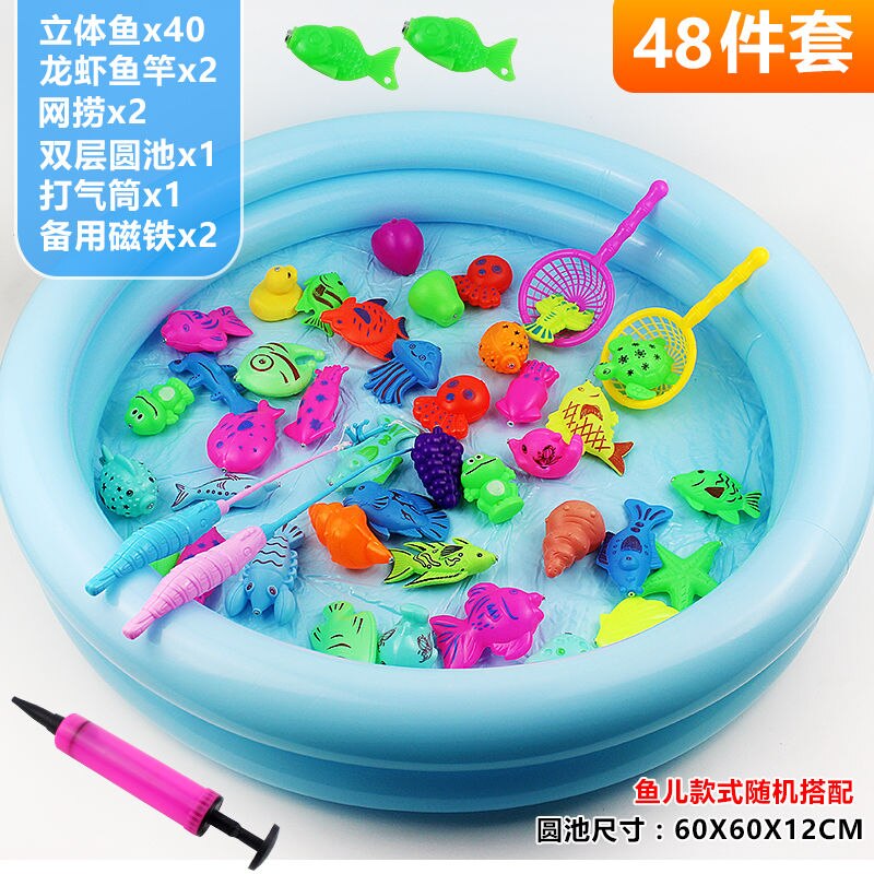 Magnetische Kinderen Vissen Speelgoed Set Magneet Vissen Play Water Baby Speelgoed Vis Vierkante Kinderen Jongen Meisje Vissen Speelgoed: 48pcs B