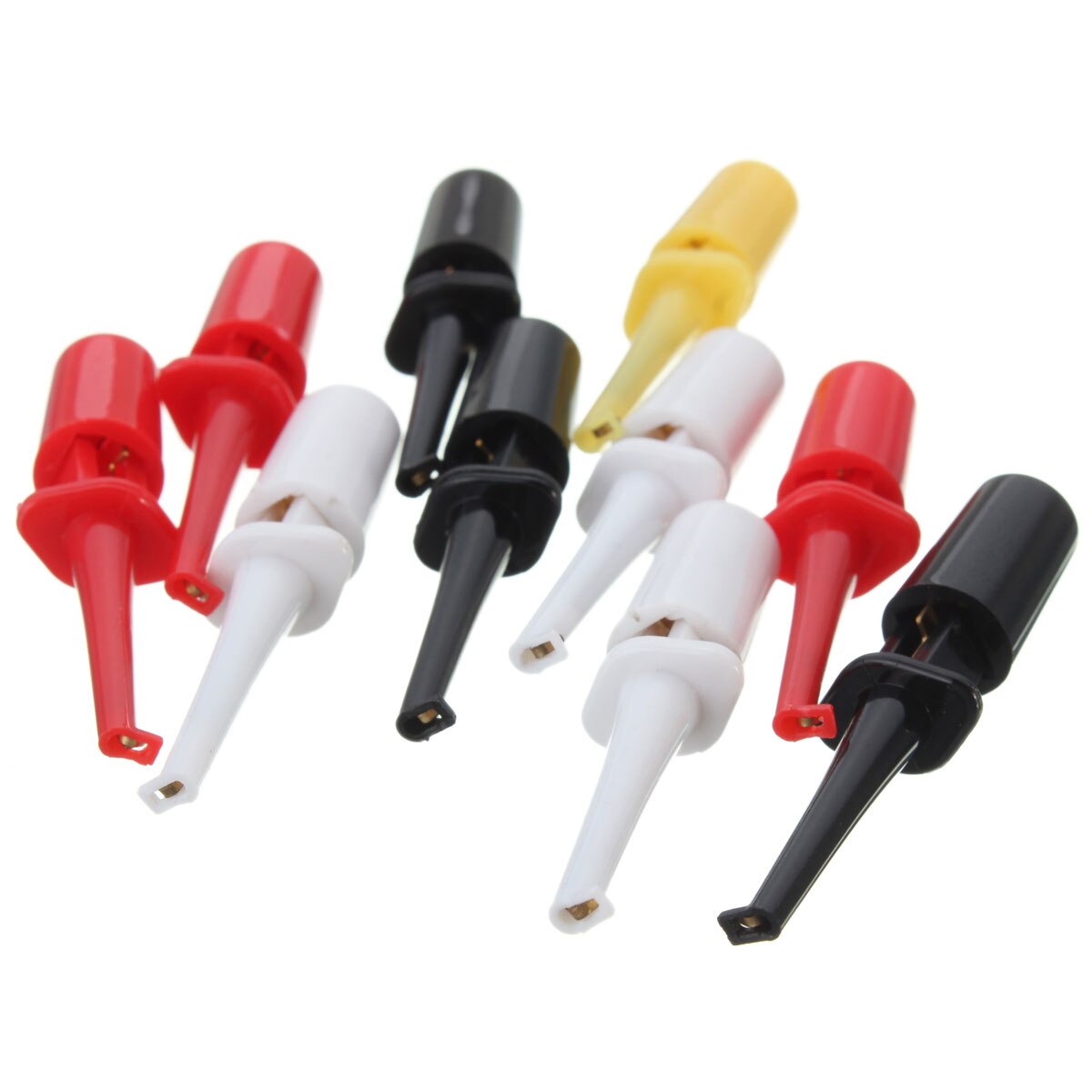 Random Color Multimeter Lead Wire Probe Test Hook Kit Connector 10Pcs 40mm Mini Test Probe Set Multimeter Test Hook Clip