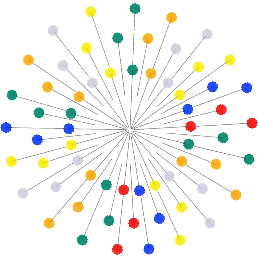 100Pcs Flat Head Straight Pins Colorful Flower Head Sewing Pins Quilting Pins for Sewing DIY Craft Dressmaker Stitching Supplies