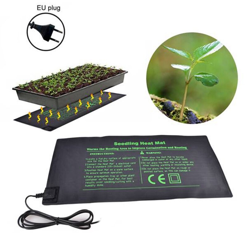 -plante tapis chauffant 52x52CM semis fleur couverture électrique imperméable à l'eau Durable hydroponique coussin chauffant EU Plug