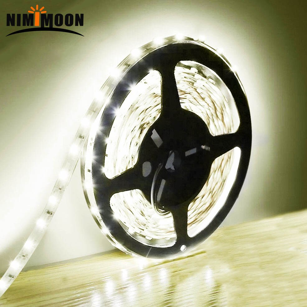 5M 300 LED Light Strip 12V Wit/Warm WhiteSticky Tape 2835 Waterdichte Kast Keuken Verlichting