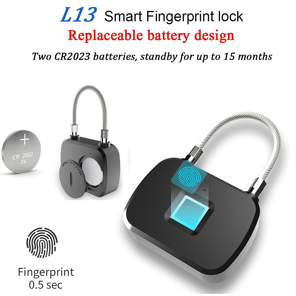 L13 Vingerafdruk Slot Smart Keyless Anti-Diefstal Hangslot voor Reizen Koffer Fiets Elektronische Anti-diefstal Slot Veiligheid Levert