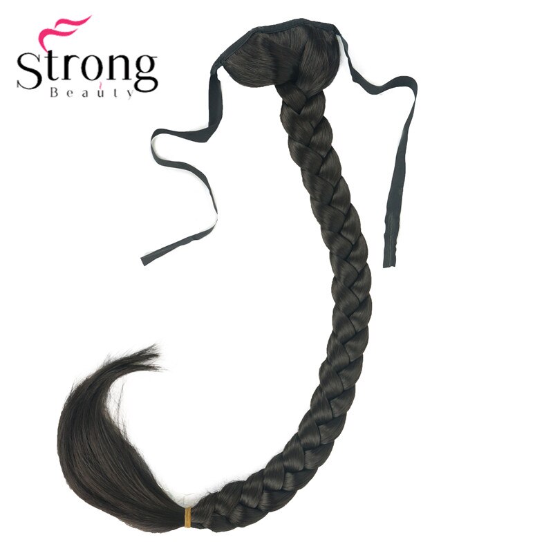 StrongBeauty Blonde Long Fishtail Braid Ponytail Extension Synthetic Clip In Hairpiece COLOUR CHOICES: 4 Dark Brown