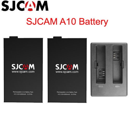 100% Originele SJCAM A10 2650 mAh Backup Oplaadbare Li-on Batterij En Lader Accessoires Voor SJCAM A10 WiFi sport Camera DV: charger and 2battery