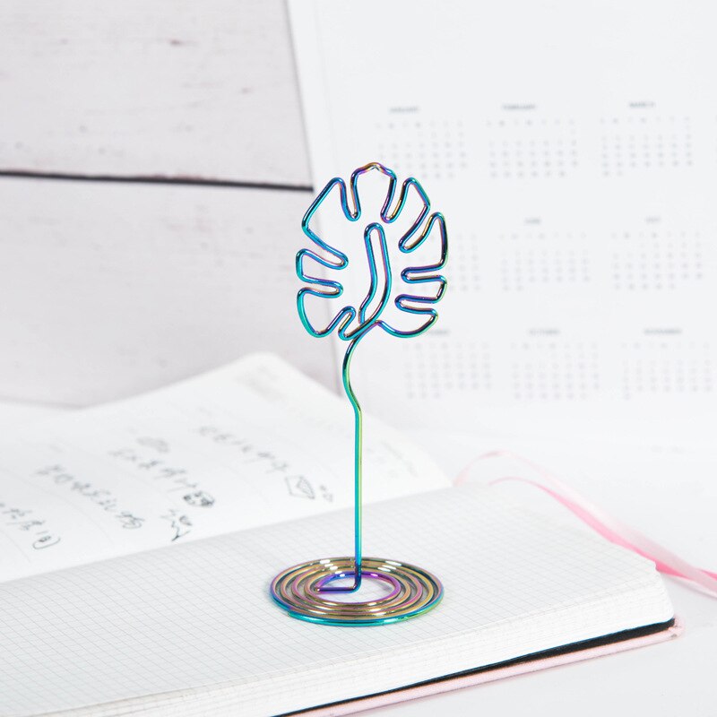 Clips con forma de dibujos animados para mensaje, Bloc de notas de hoja de tortuga, flamenco, carpeta de marcos de foto metálicos, soporte de tarjeta de escritorio para negocios en casa: 5