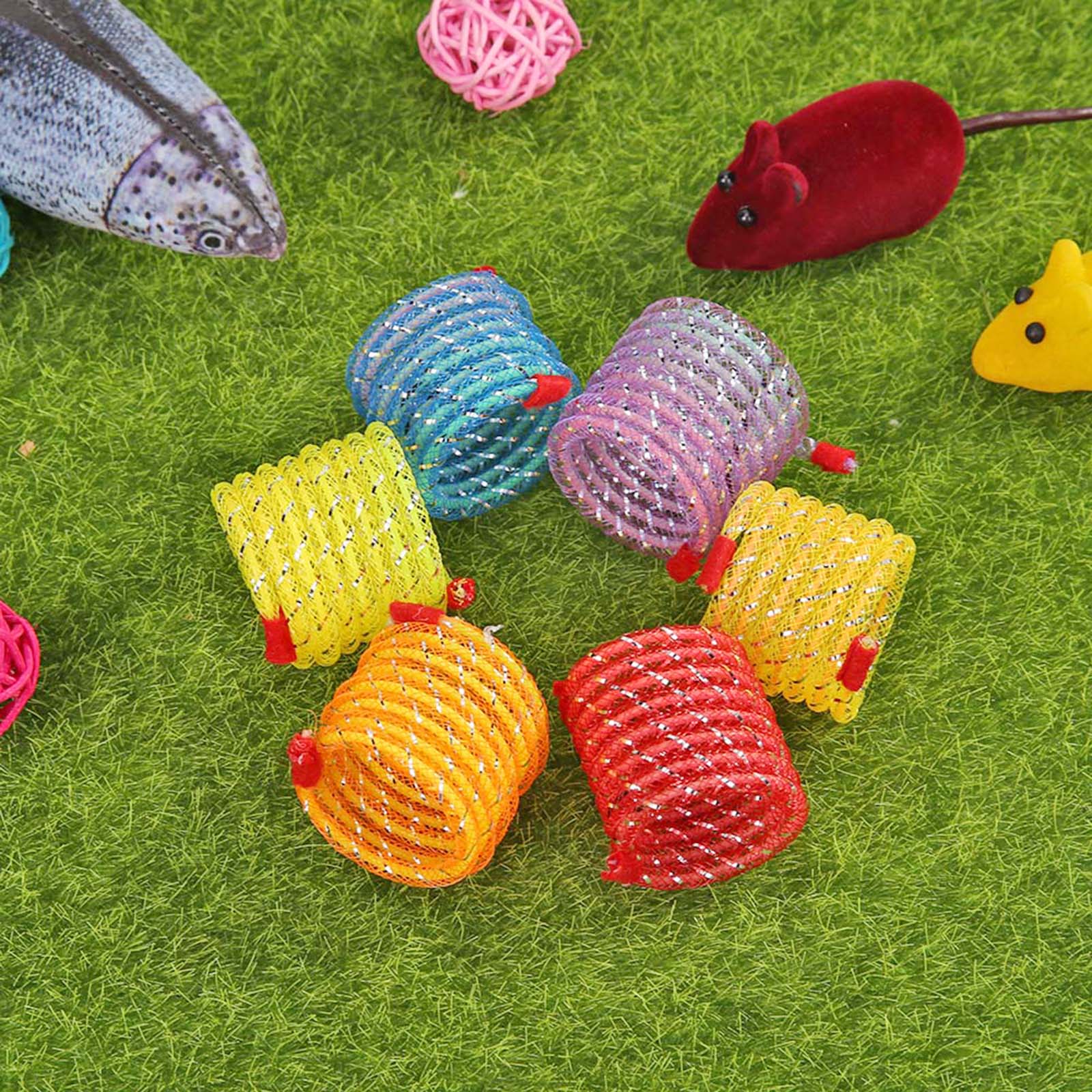 Muelles anchos de colores para mascotas, juguete elástico de plástico para gatito, muelles en espiral, juguetes interactivos para morder, 5 uds.
