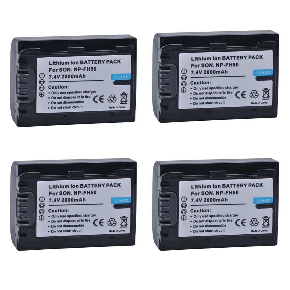 PowerTrust-baterías de cámara 2000mAh, 1 unidad, NP-FH50 NP FH50, para Sony A230, A330, A290, A390, DSC-HX1, HX100, HX200, HDR-TG1E, TG3, TG5, TG7: 4Battery
