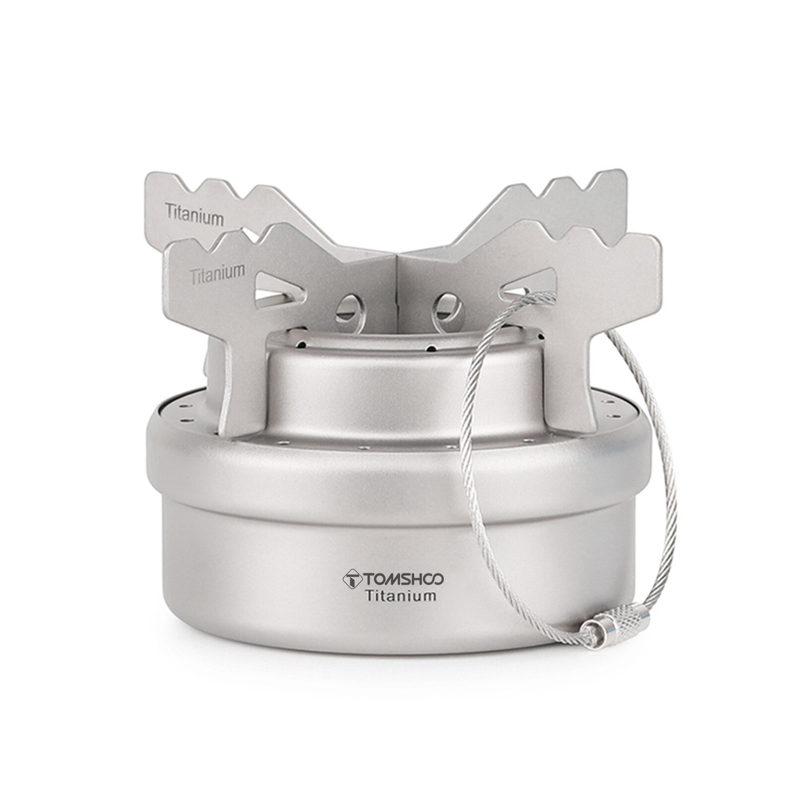 TOMSHOO Portable Mini Titanium Alcohol Stove with Lid Cross Stove Stand Rack Outdoor Camping Backpacking Cooking Alcohol Stove: with Rack 3