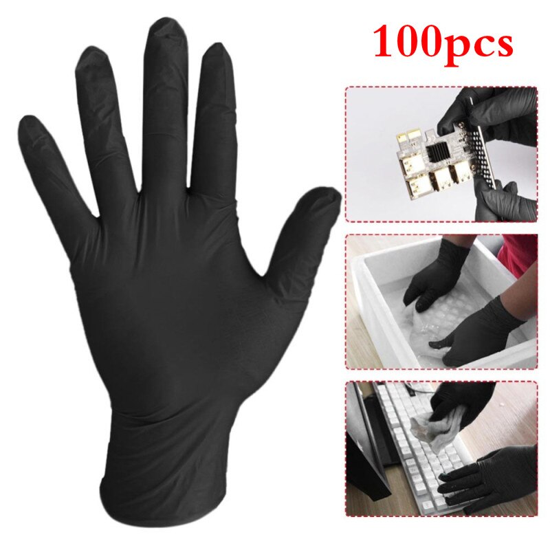 Fast Ship! 100Pcs Nitrile Gloves Black and Blue Disposable Gloves for Household Cleaning / Rubber/ Universal Garden Gloves bj: black 100pcs / XL