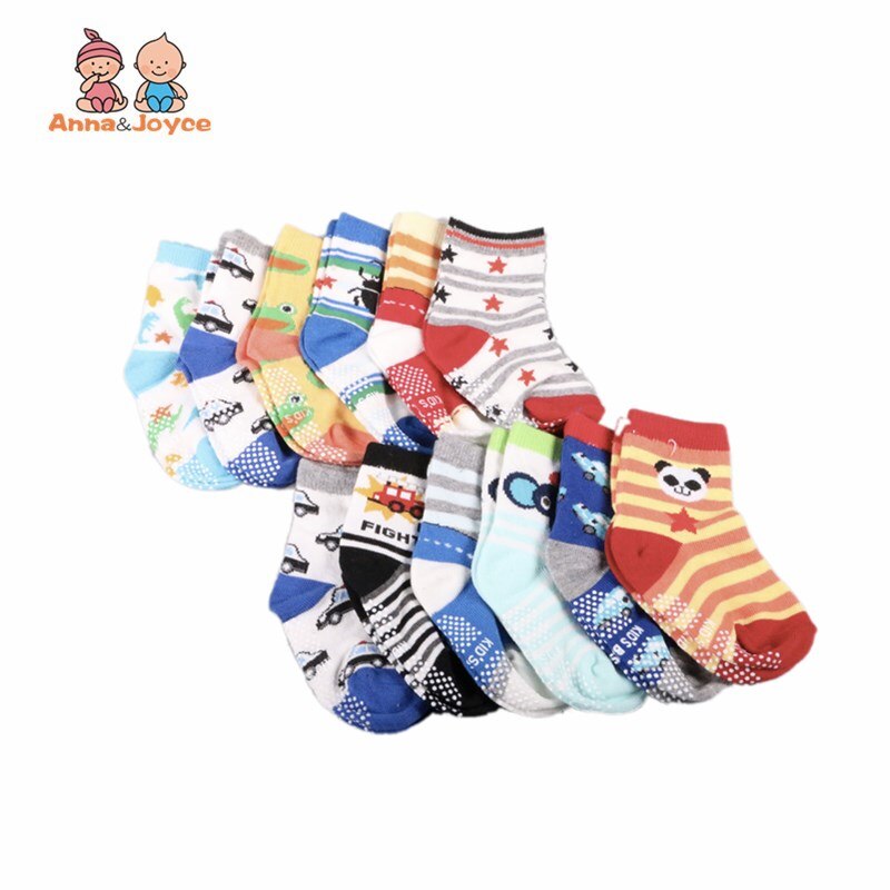 12 paare/los Baby Kind Junge Unterhose-beständig Karikatur Boden Socken 1-3 Jahre