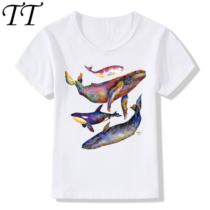Kinderen coole print grappige walvis juiste walvis t-shirt voor kinderen jongen meisje baby korte mouw zomer casual top tee hkp 2304
