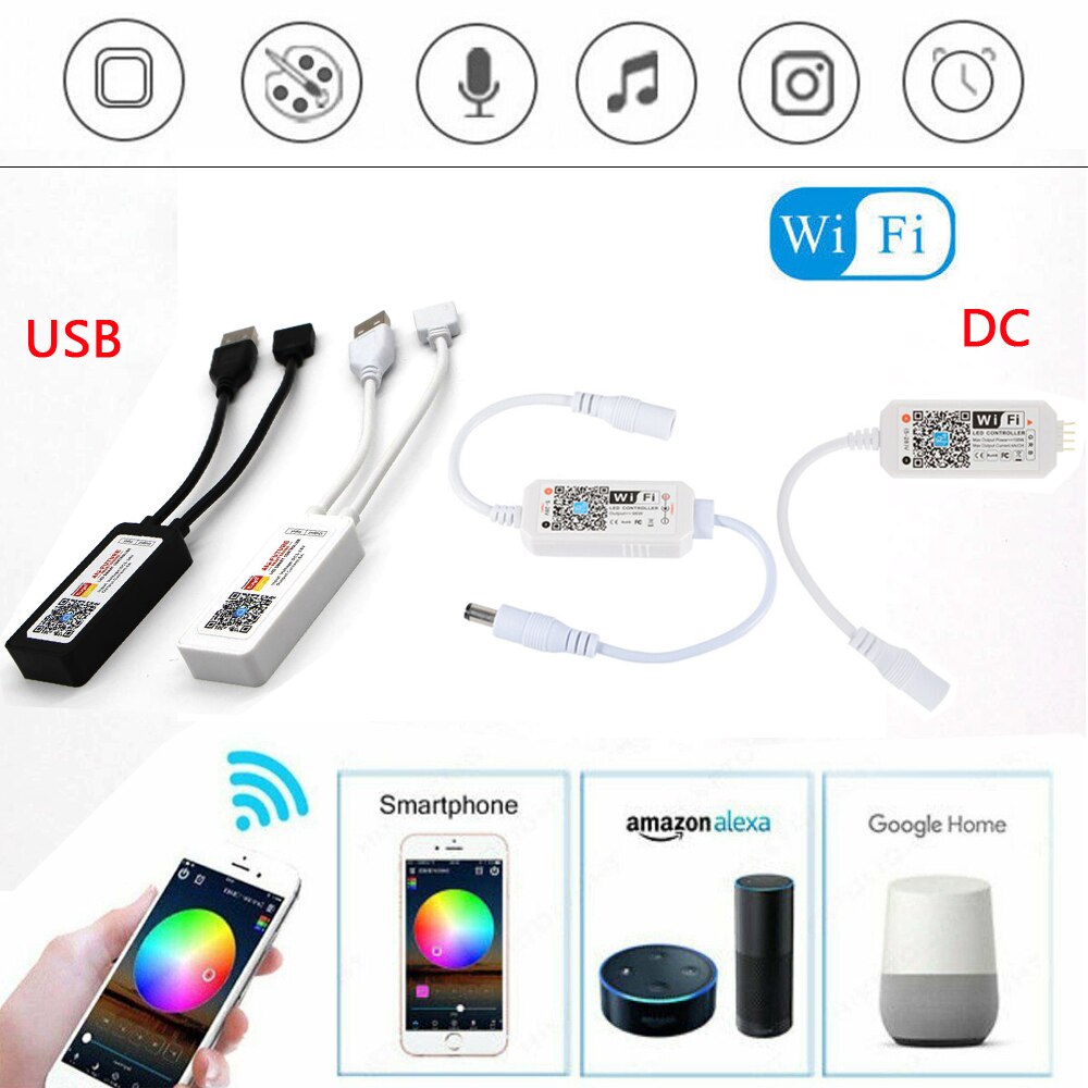 DC5-28V Led Strip 5050 2835 Rgb Mini Wifi Voice Controller Pixel Strip Alexa Google Home Muziek Timer Bluetooth Ios/android App