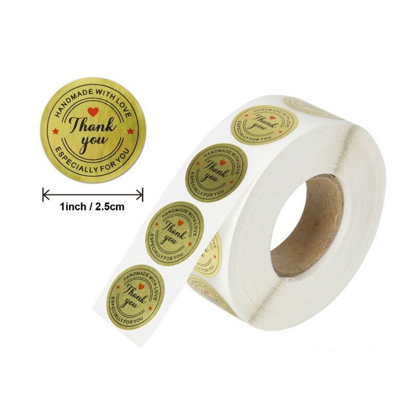 Golden Paper Label Stickers Gold Thank You Stickers Scrapbooking Handmade Business Packaging Seal Labels Stationery Sticker