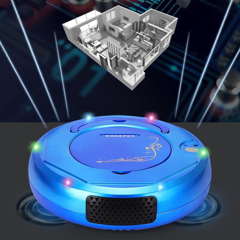 Aspiradora inteligente, 3 en 1, anticolisión, luz colorida, Robot automático, aspirador, Sensor anticaída