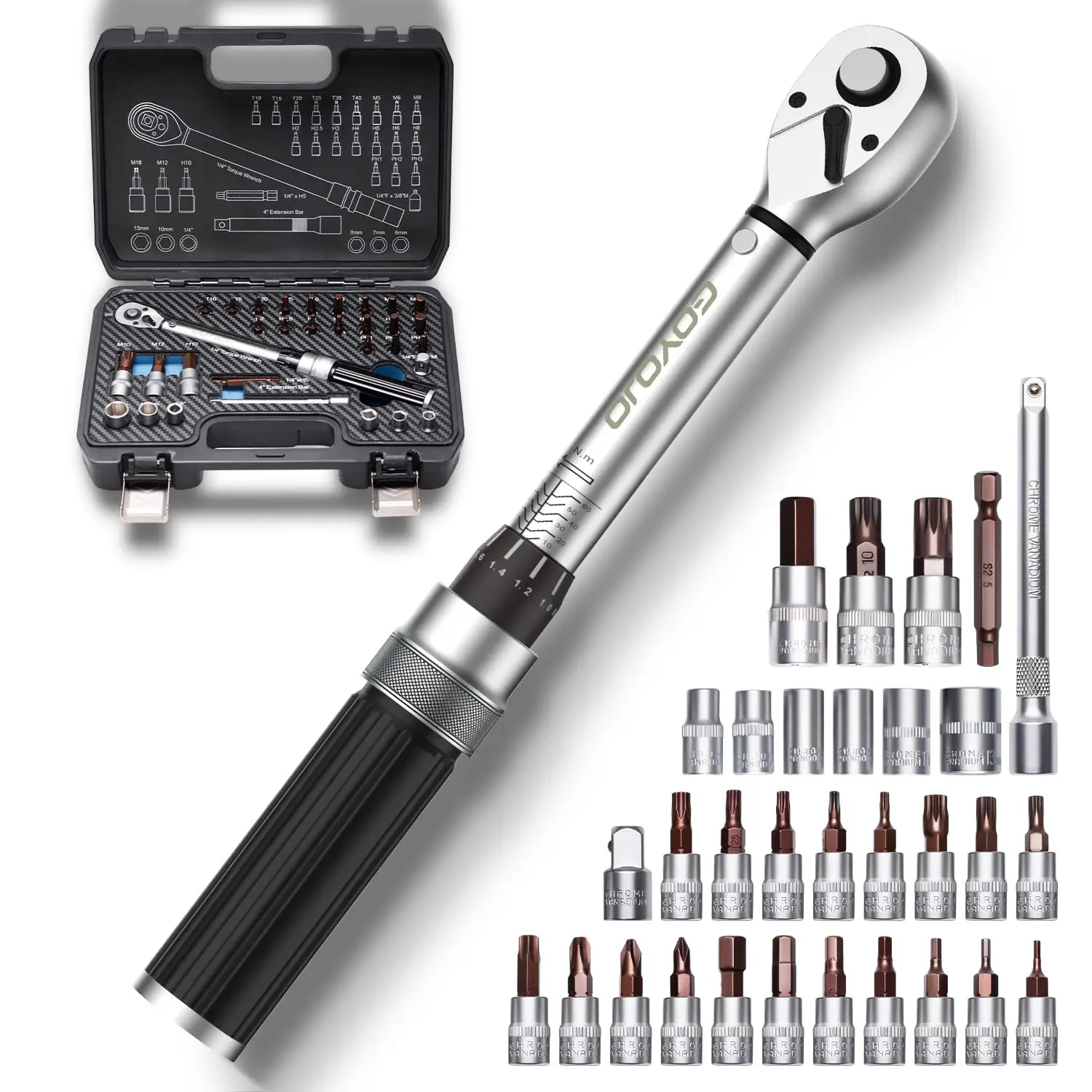 Kit d'outils d'entretien de vélo pour vélos de route et de montagne, multi-outils réglables, couple étanche, pouces, 2 à 24 Nm,: Bleu