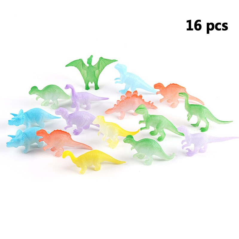 10Pcs Novelty Gag Speelgoed Glow In The Dark Dinosaurussen Model Lichtgevende Ornament Educatief Speelgoed Voor Kinderen Kids Party Speelgoed xmas Gif: 16pcs