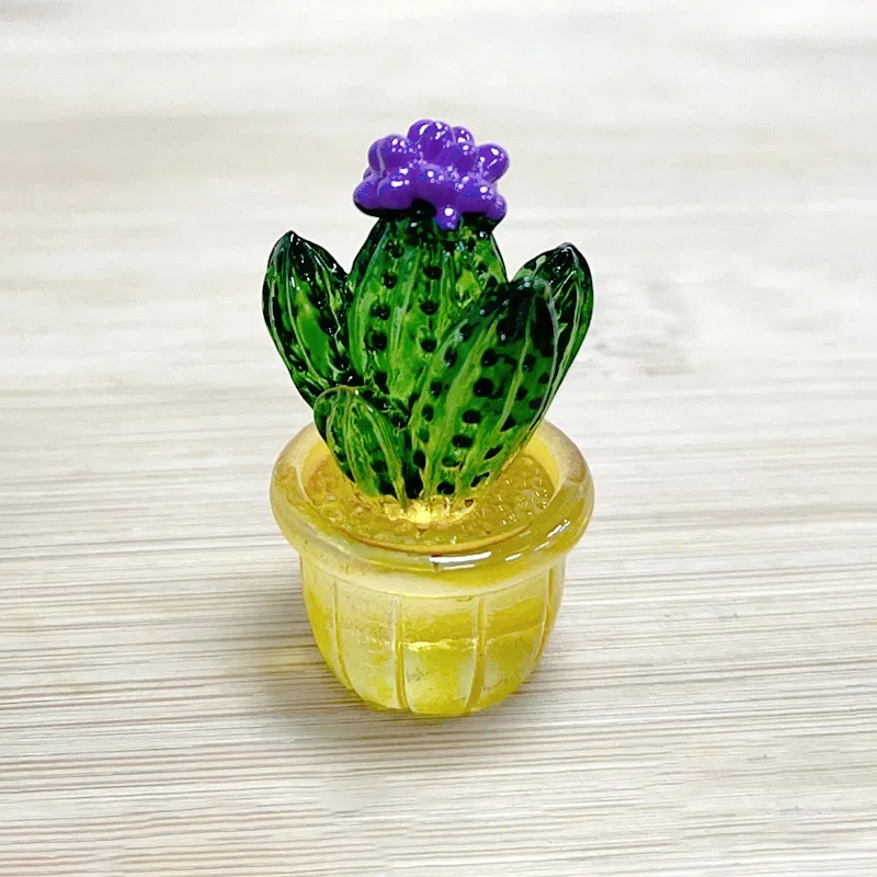 Mini figuritas de Cactus para decoración de escritorio, estatua suculenta, planta de bonsái en maceta, micropaisaje: Transparente