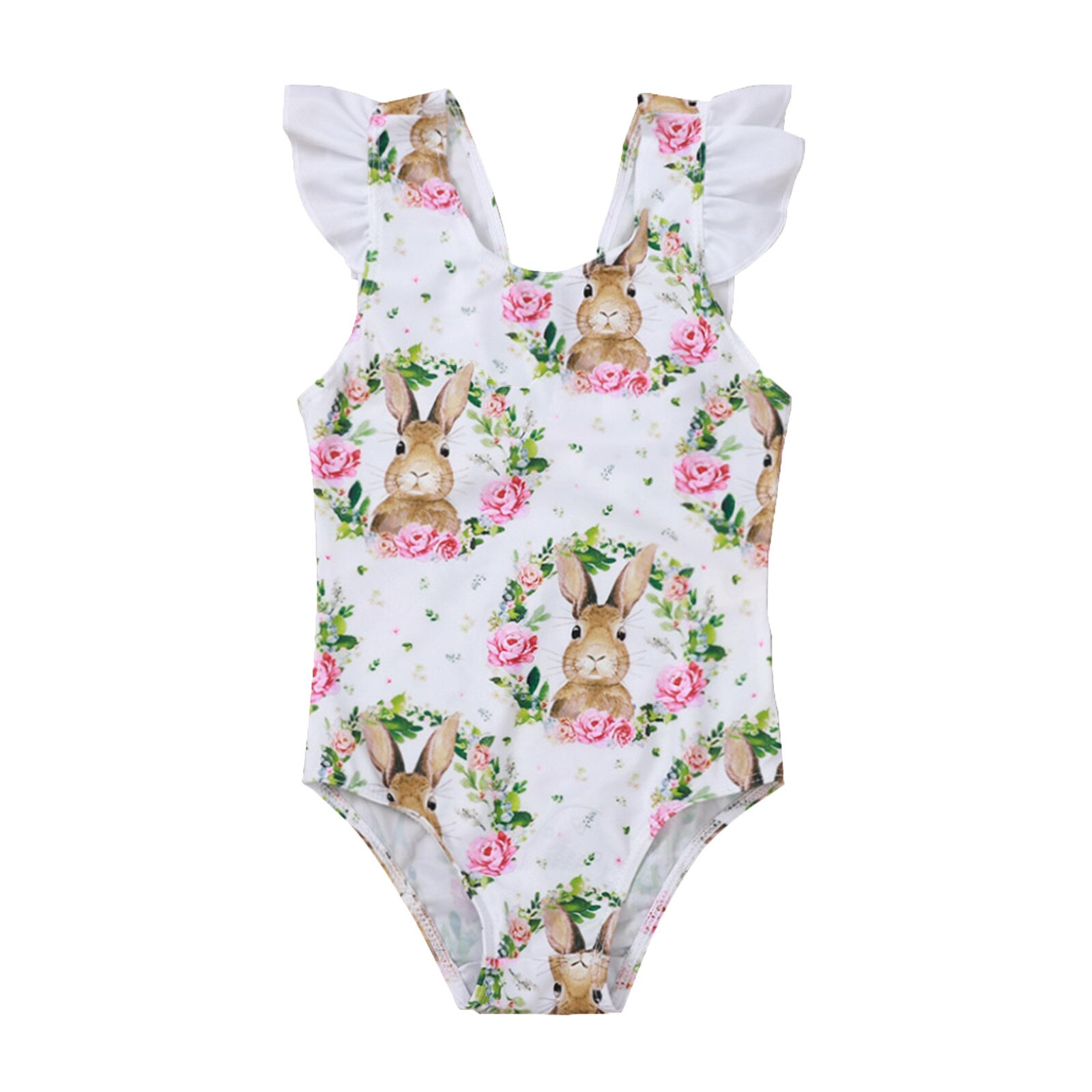 Pasen Kleding Peuter Badpak Kid Baby Meisjes Strand Pak Bunny Print Een Stuk Badmode Badpak Badmode Badpak Baby Kleding: Ivoor / 70