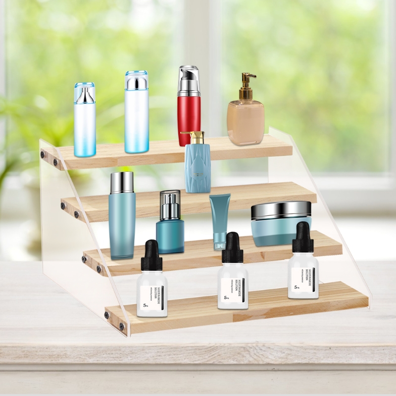 Acrylic&amp;Wood Display Stand Rack Display Shelf for Figures Display Stand for Makeup Perfume Organizer Nail Polish Display