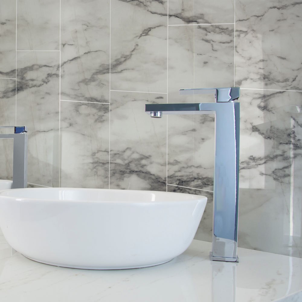 1 stk moderne natur marmor væg klistermærke pvc fliser overfører vandtæt selvklæbende tapet til køkkenbadeværelse