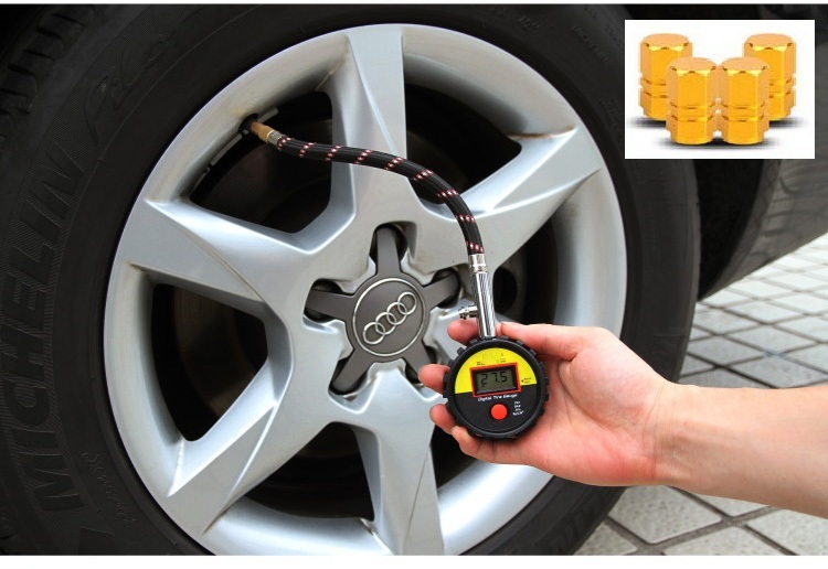 Reifendruck-Sensor Ventilkappen - 4er Set Mit Farbalarm Für Auto & Motorrad