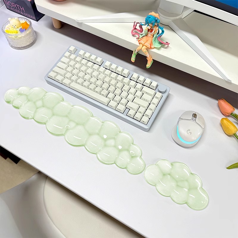 Ergonomische Siliconen Gel Polssteun Set voor Toetsenbord & Muis - Compatibel met 60%/68%/75% Toetsenborden: Donkergrijs