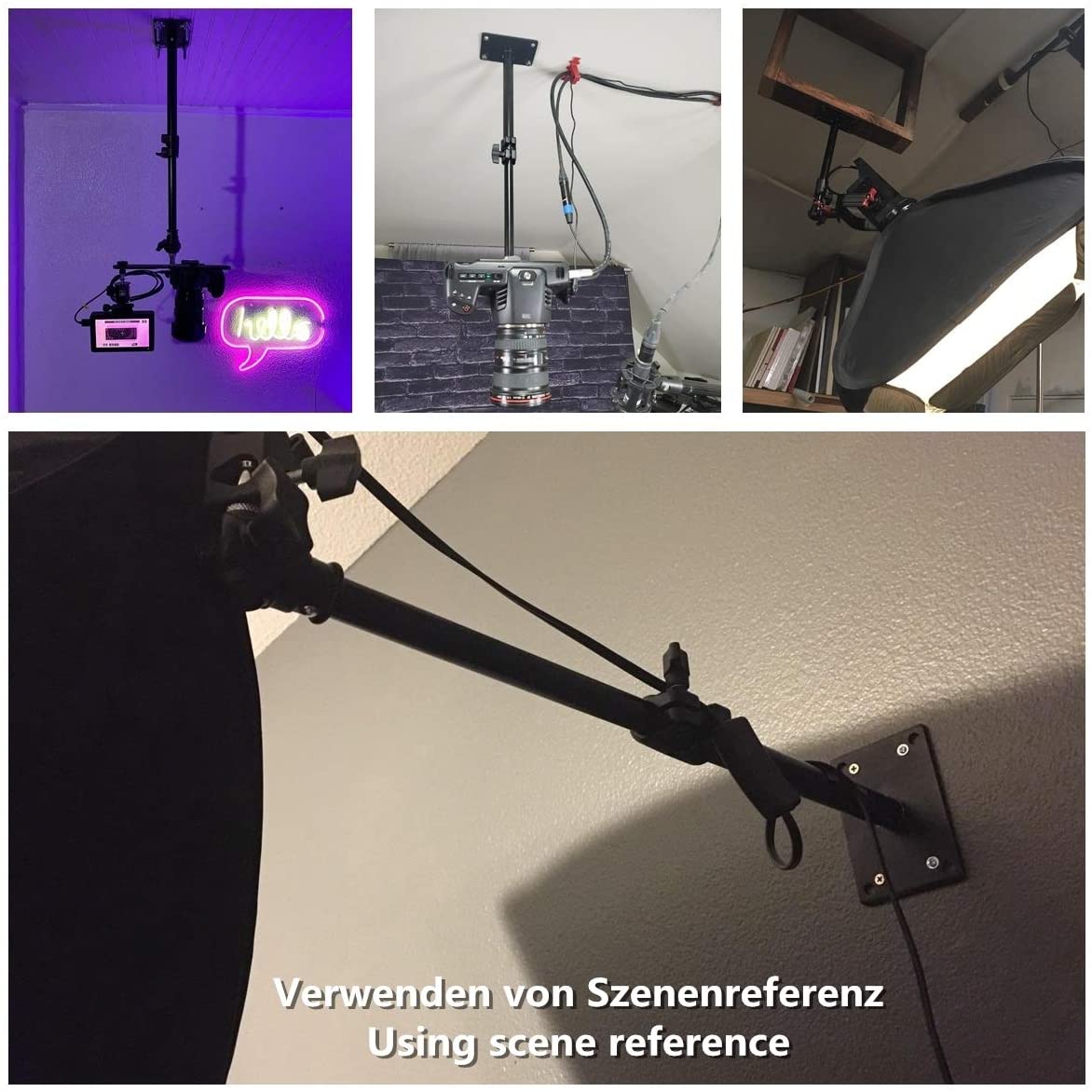 55cm Photography Wall Ceiling Mount Boom Arm with 3/8 "1/4" thread Universal Adapter for Photo Video Lights Umbrellas Reflectors