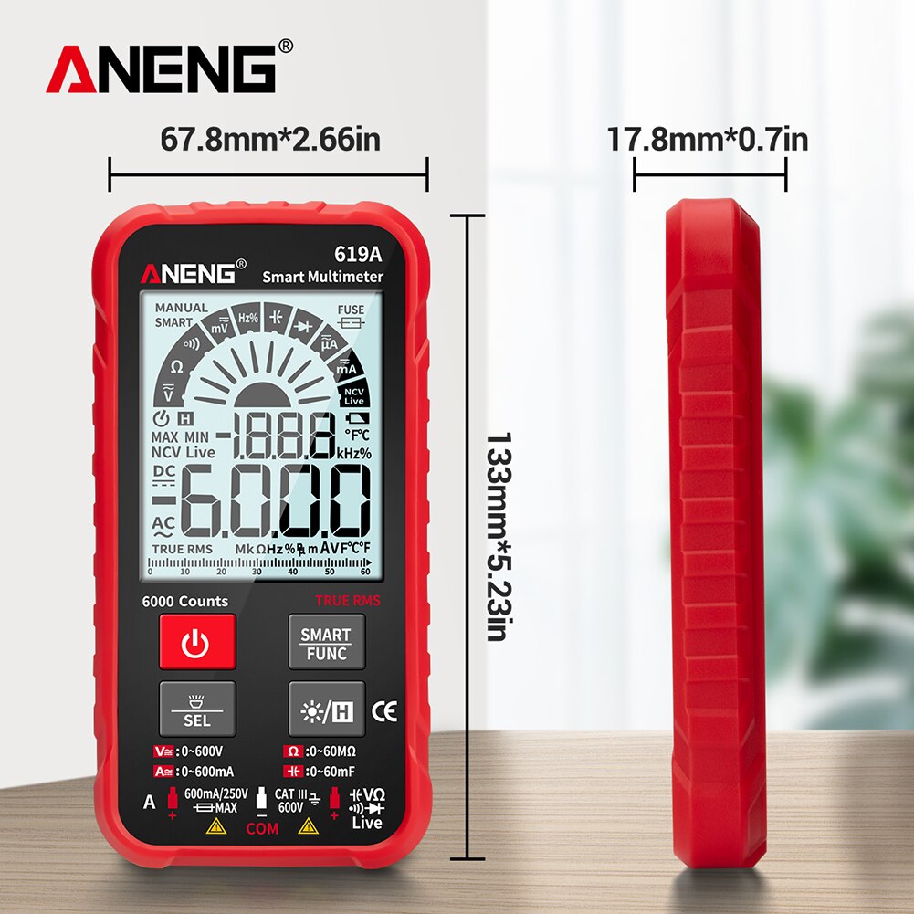 ANENG 619A Digital Multimeter Esr Meter Testers Automotive Electrical Dmm Transistor Peak Tester Meter Capacitance Meter