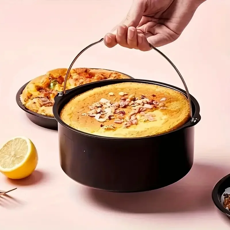 6/7/8/9inch Cake Bucket Baking Tray Oven Frying Basket Air Fryer Accessories French Fries Home Pizza Plate Dish Pot Cake Tool