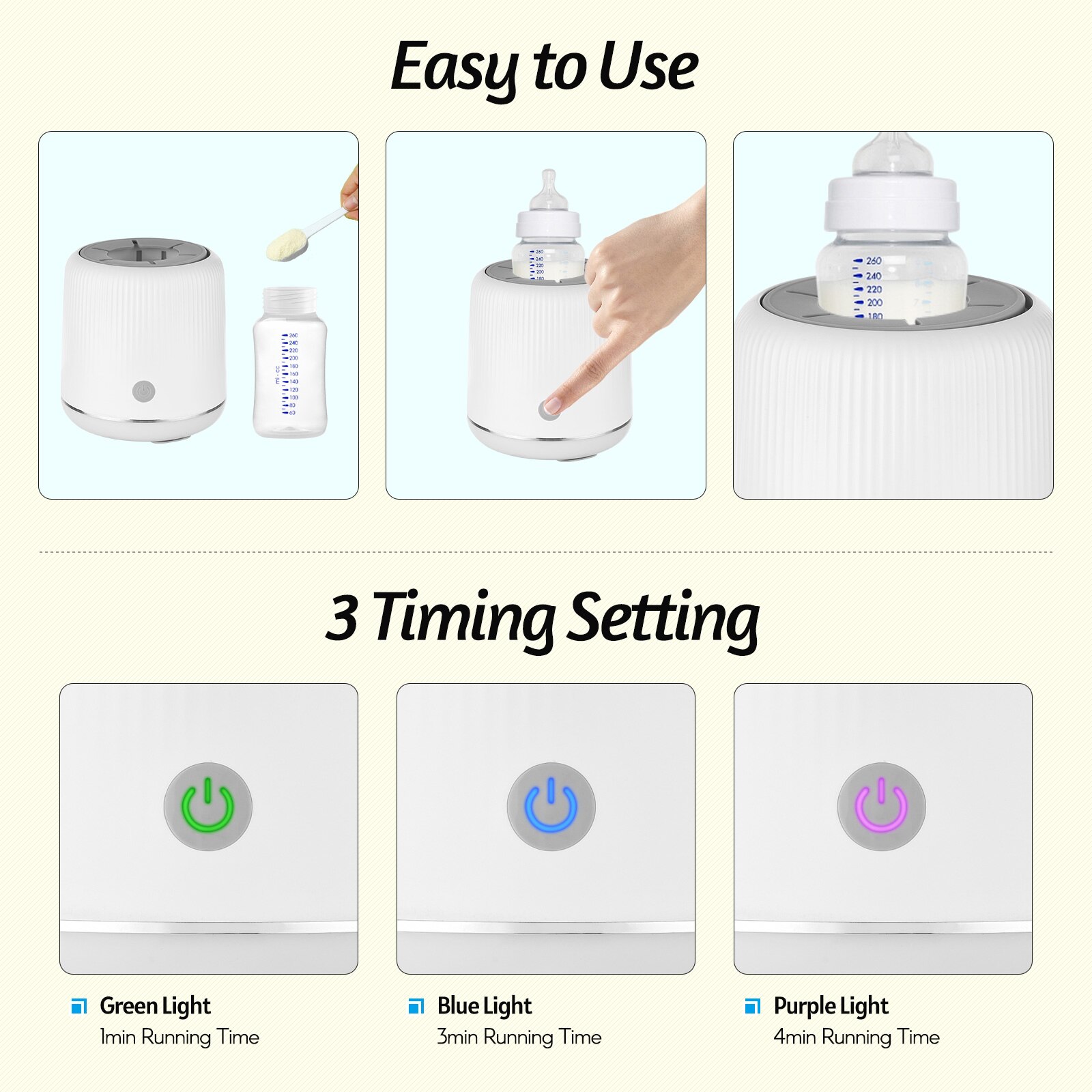 Agitador automático de biberones de leche para bebé, con luz nocturna, portátil, eléctrico, máquina para agitar biberones, batidora de leche en polvo