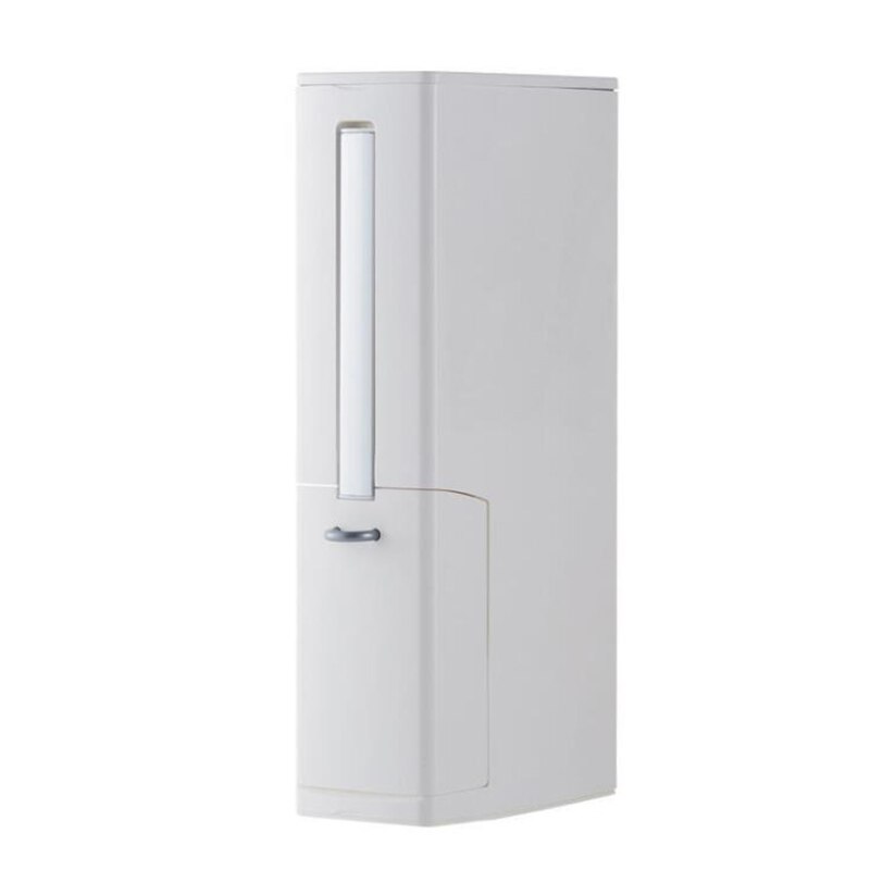 Household Bathroom Integrated Trash Can Multi-Functional Narrow Garbage Bucket With Toilet Cleaning Brush Toilet Trash Can Set: White Trash Can Set