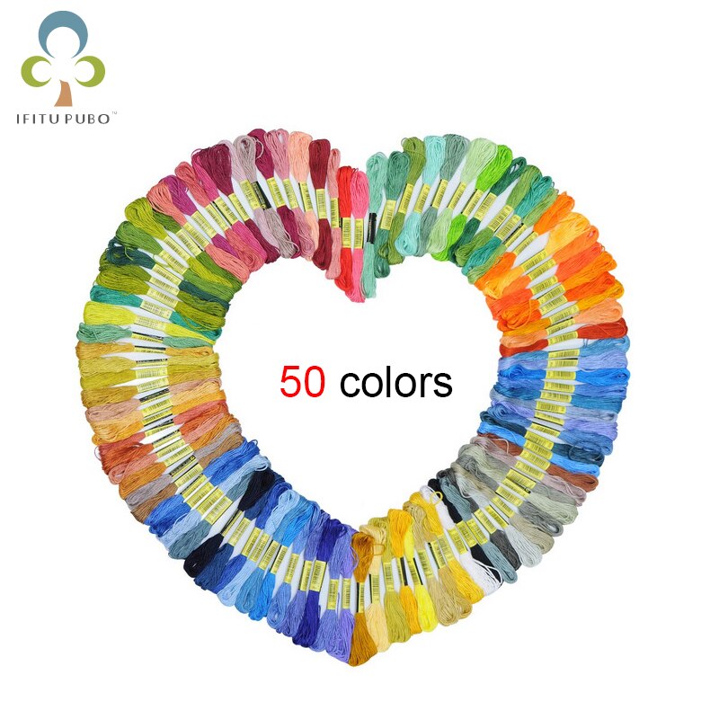 25/50/100 Random Color embroidery DIY Silk Cross Stitch Cotton Sewing Skeins Embroidery Thread Floss Kit DIY Sewing Tools YJN: 50 colors