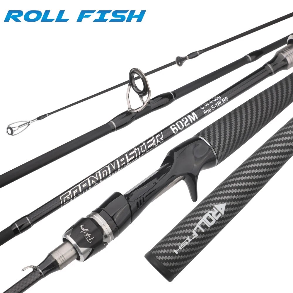 ROLLFISH-Cannes à pêche Spinning Power M, pêche au leurre en carbone d'eau douce et salée, pêche au bar, action rapide, plus récent, 1.8-2.7m